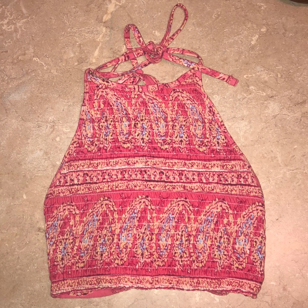 Billabong Crop Halter Top Pink Paisley XS